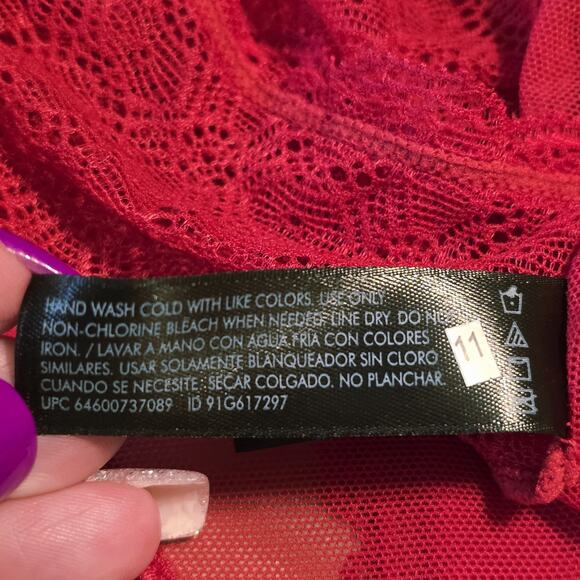 Smart & Sexy The Curvy Collection High Rise Cheekini Womens 10 Red Lace Mesh - Picture 6 of 8